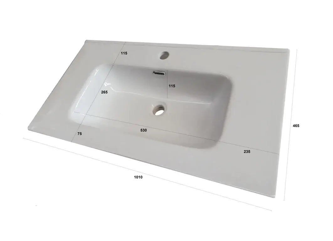 Composizione Mobile Bagno 100cm Sospeso Con Due Cassetti E Specchio Con Lampada