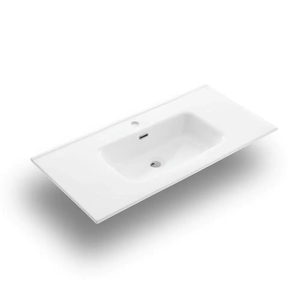 Composizione Mobile Bagno 100cm Sospeso Con Due Cassetti E Specchio Con Lampada