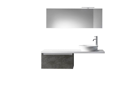 Composizione Mobile Bagno 70cm Sospeso Un Cassetto Specchio E Lampada Ossido