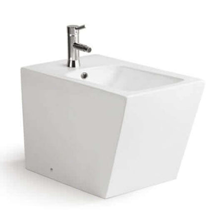 Coppia Sanitari Design Squadrato Sospesi / A Terra Filo Muro