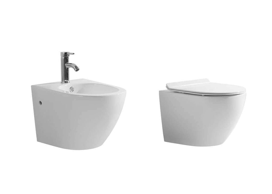 Coppia Sanitari Sospesi / A Terra Filo Muro Con Copriwater Soft-Close - Giglio Sanitari A Terra