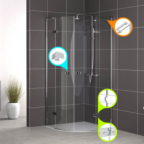 Dettagli box doccia semicircolare 80x80 90x90