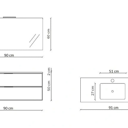 Mobile Bagno Sospeso 90 cm - Zefira