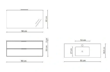 Mobile Bagno Sospeso 90 cm - Zefira
