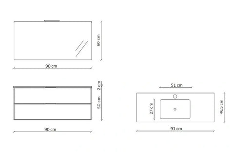 Mobile Bagno Sospeso 90 cm - Zefira