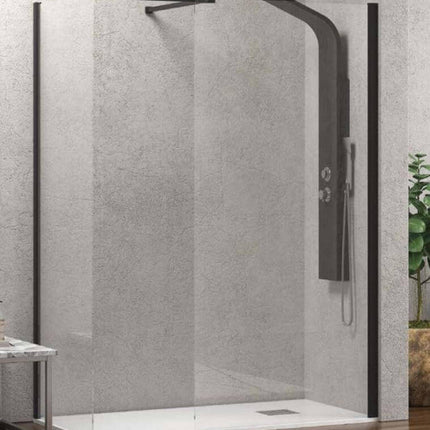 Doccia Due Pareti Walk in H200cm 8mm Anticalcare Profili Neri