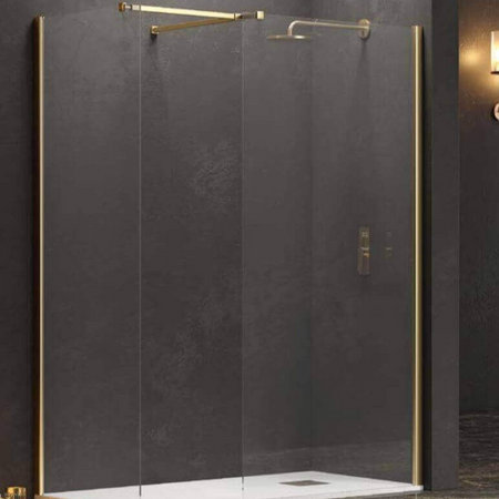 Doccia Walk in Due Pareti H200cm Anticalcare Profili Color Oro