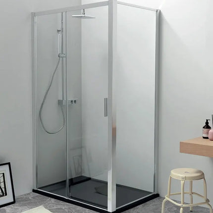 Box doccia EASY profili cromati satinato 6mm, cristallo frost anticalcare H200cm, anta scorrevole, bagno moderno elegante