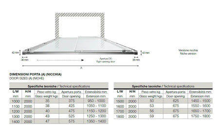 EASY | Porta Doccia H200 Trasparente Anticalcare Scorrevole 6mm