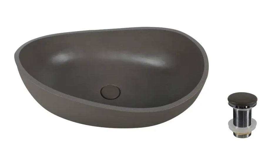 KARAG ERIS | Lavabo Da Appoggio In Pietra Ricomposta Grigio Cemento