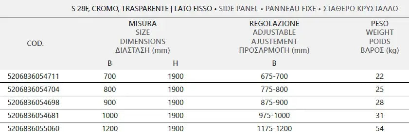 Box Doccia H190 Battente Totale Interno Esterno e Fisso - Shopbagno.it