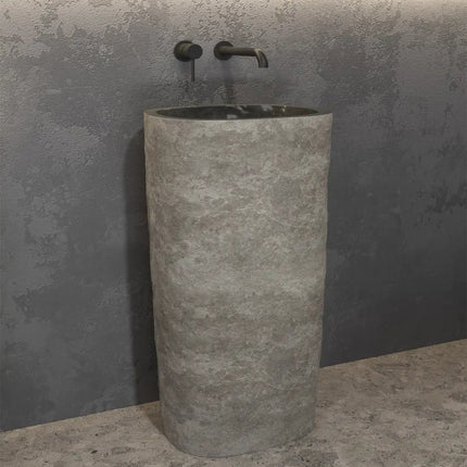 Lavabo a Colonna in Pietra di Fiume Naturale Grigia - Karag River PNRB