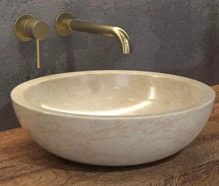 Lavabo Basso Per Bagno In Marmo Naturale Color Crema
