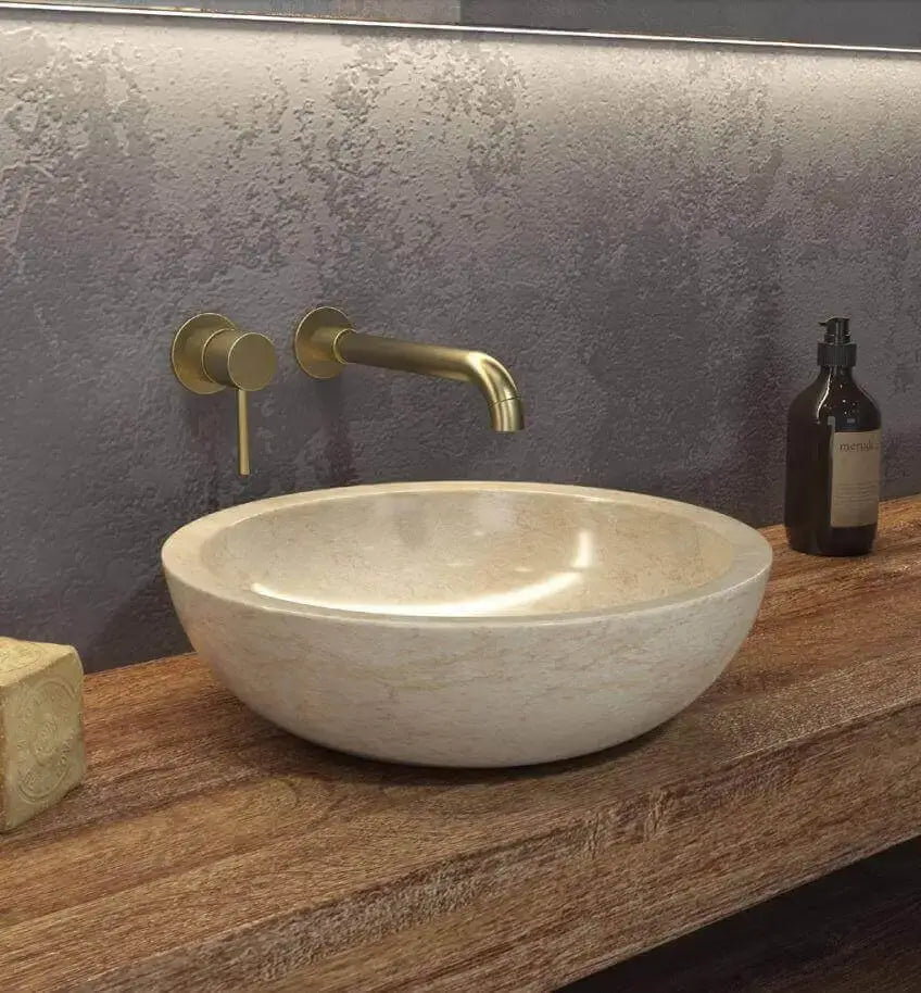 Lavabo Basso Per Bagno In Marmo Naturale Color Crema