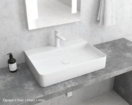 Lavabo Da Appoggio 50x42 In Ceramica - Bianco Opaco