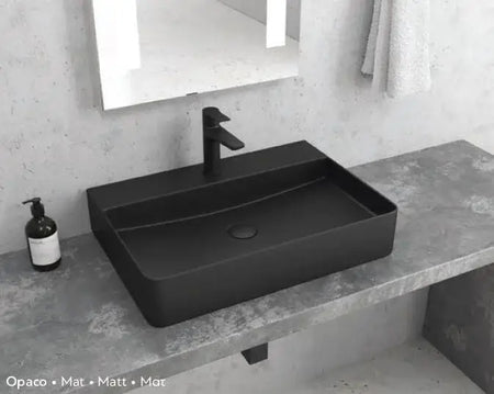 Lavabo Da Appoggio 50x42 In Ceramica - Nero Opaco