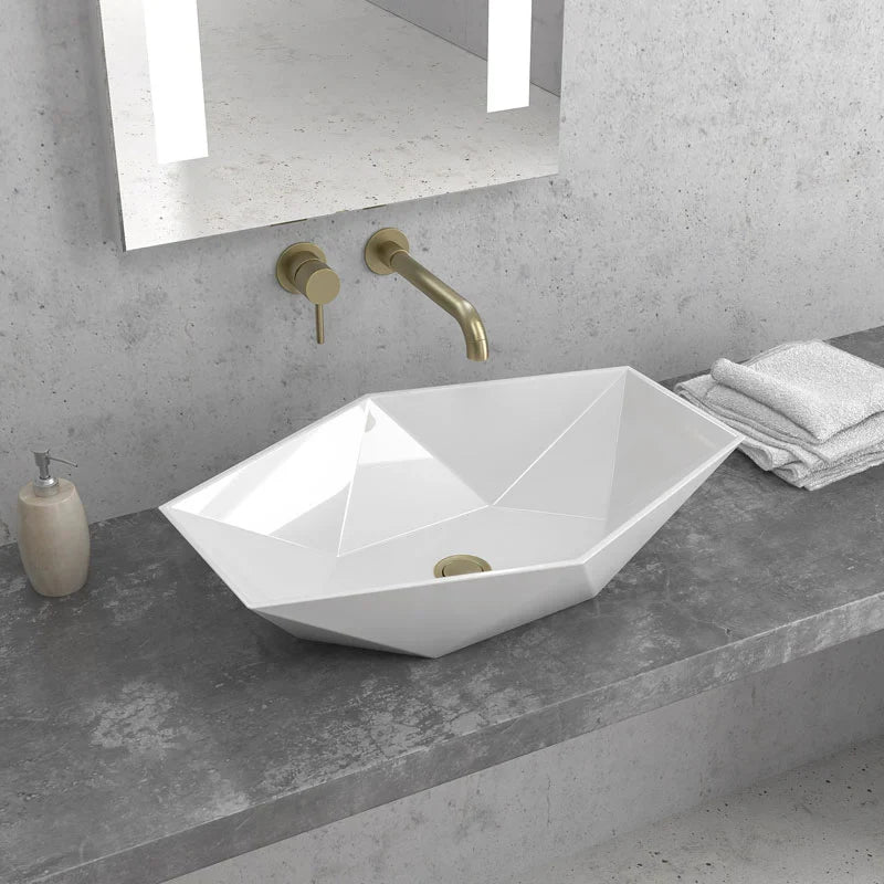 Lavabo Da Appoggio Esagonale Design Moderno 57x37.5