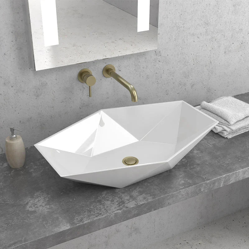Lavabo Da Appoggio Esagonale Design Moderno 64x41.5