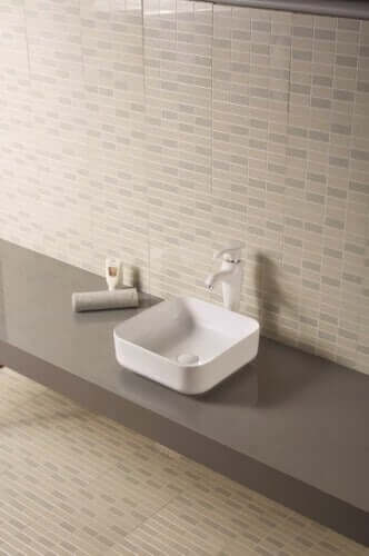 Lavabo Da Appoggio In Ceramica Bianca 38,5x38,5 - LB801W