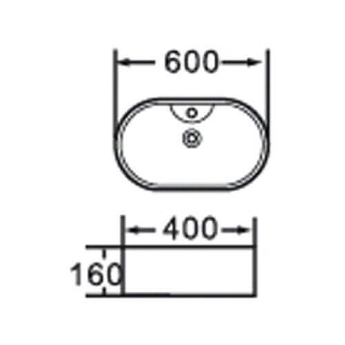 Lavabo Da Appoggio In Ceramica Bianca 60x40 - LB502W