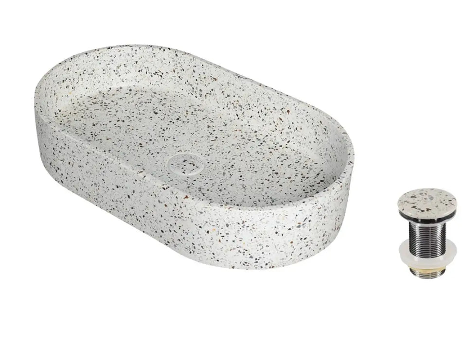 Lavabo Da Appoggio In Mineralmarmo Karag Linus - Stracciatella