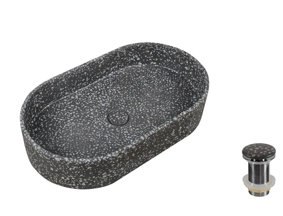 Lavabo Da Appoggio In Mineralmarmo Karag Linus - Volcano