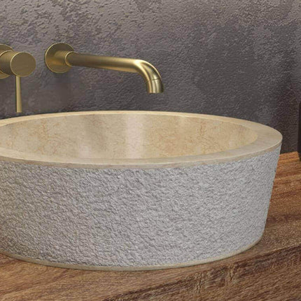 Lavabo Tondo Per Bagno In Marmo Naturale Color Crema