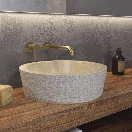 Lavabo Tondo Per Bagno In Marmo Naturale Color Crema