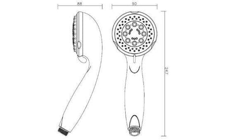 Manopola Doccia In ABS Cromato 5 Getti Design Moderno - 1033