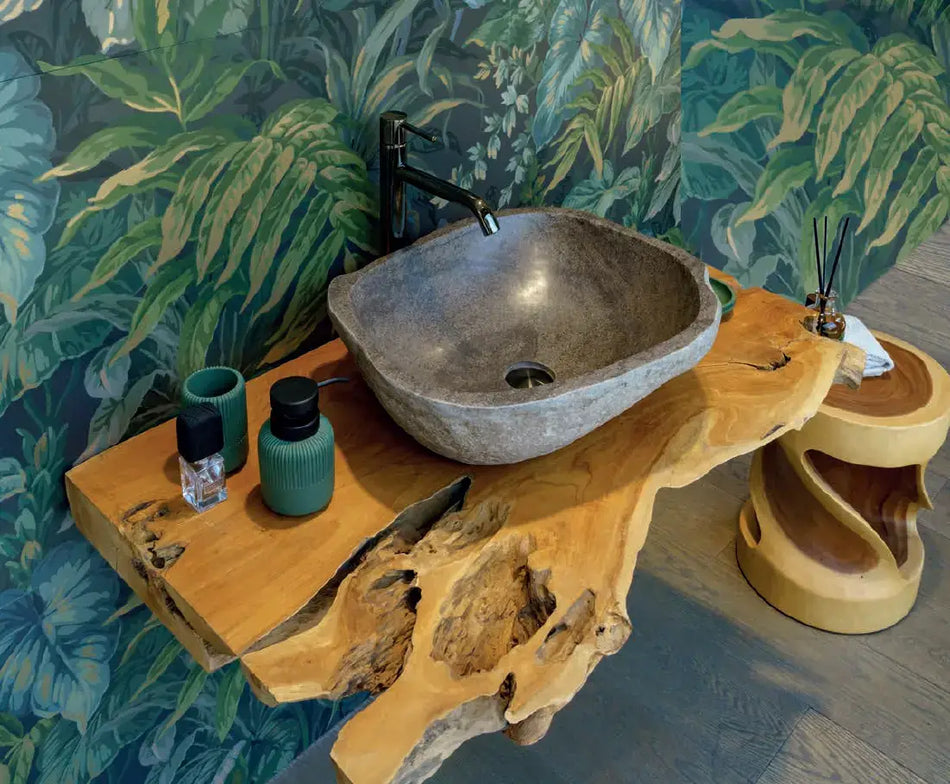 Mensola Porta Lavabo In Teak Massello Naturale