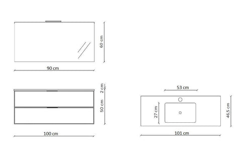 Composizione Bagno Sospesa 100cm - Solmira
