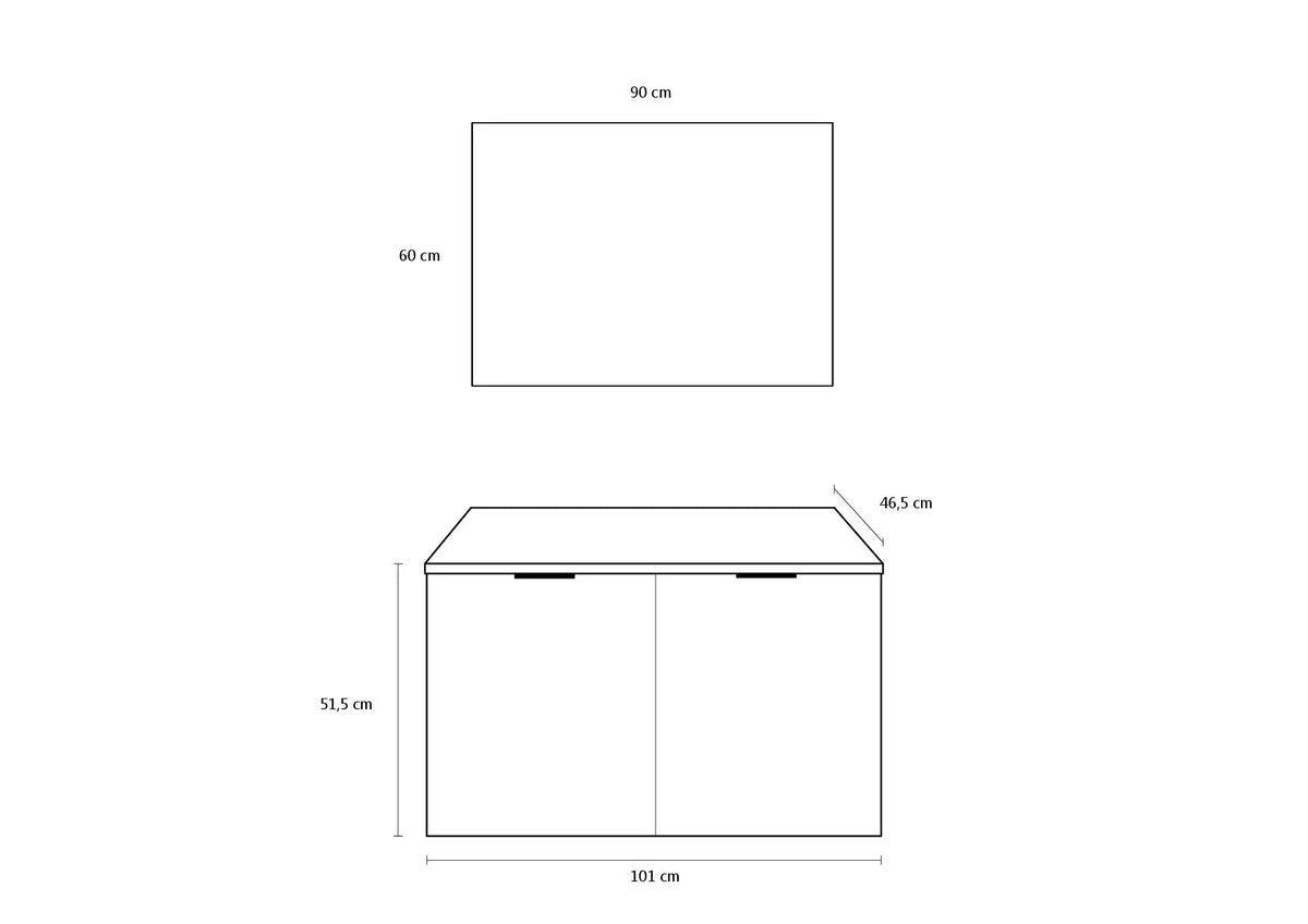 Mobile Bagno 100cm Sospeso Con 2 Ante e Specchio con Lampada