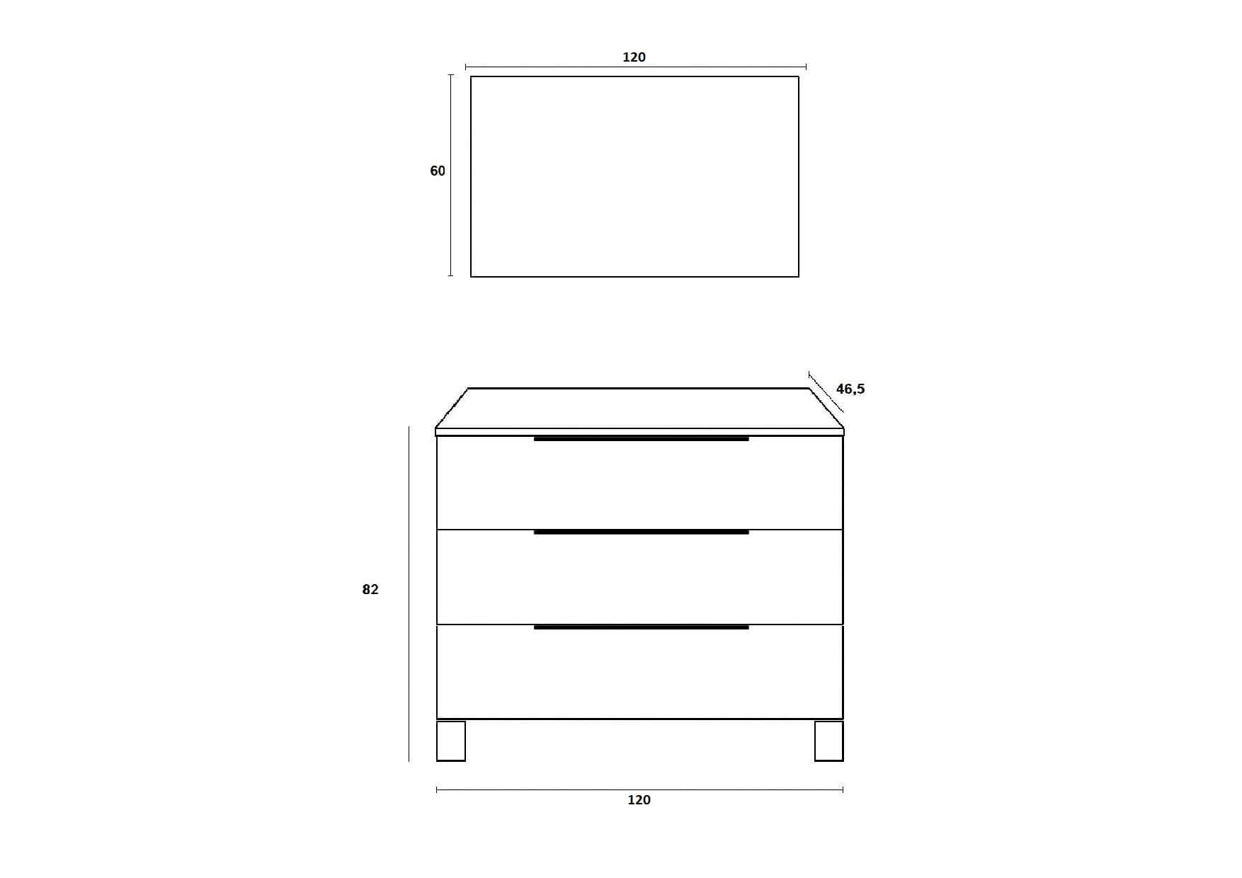 Mobile Bagno 120cm a Terra Con Lavabo doppia Vasca, Tre Cassetti e Specchio