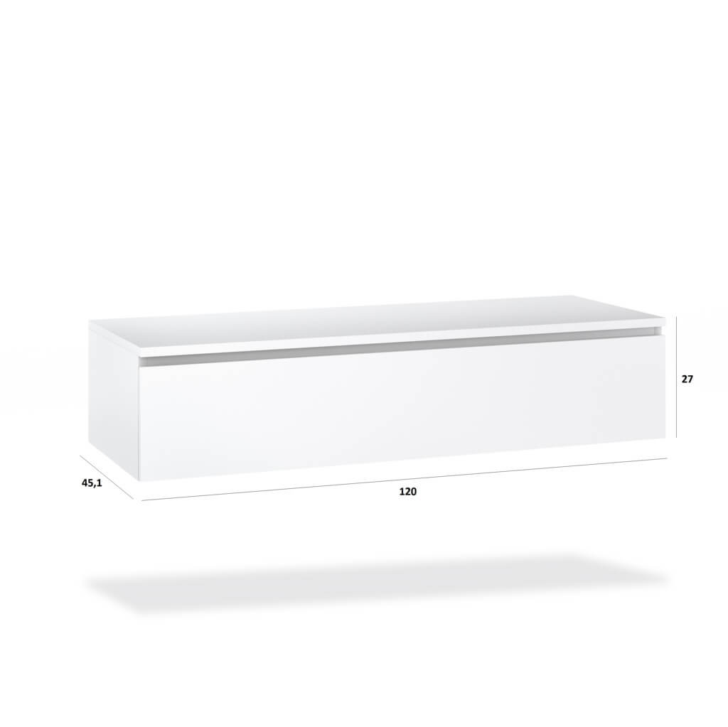 Mobile Bagno 120cm | Lavabo, Doppio Cassettone, Specchio Con Lampada E Cubi Porta Oggetti