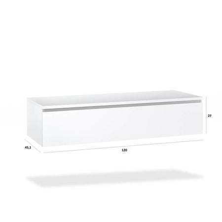 Mobile Bagno 120cm | Lavabo, Doppio Cassettone, Specchio Con Lampada E Cubi Porta Oggetti