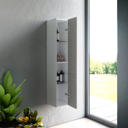 Mobile Bagno 120cm Sospeso Due Cassetti Lavabo Doppia Vasca e Specchio Con Lampada