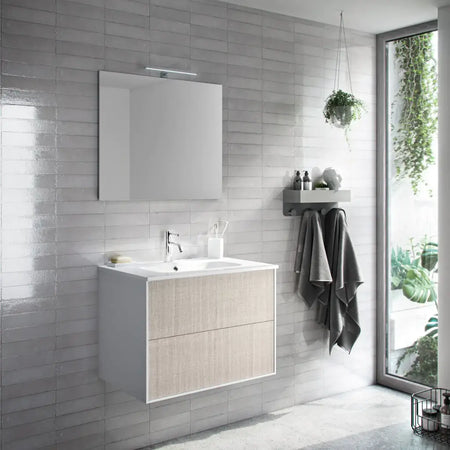 Mobile Bagno 60cm Sospeso Due Cassetti e Specchio Yuta