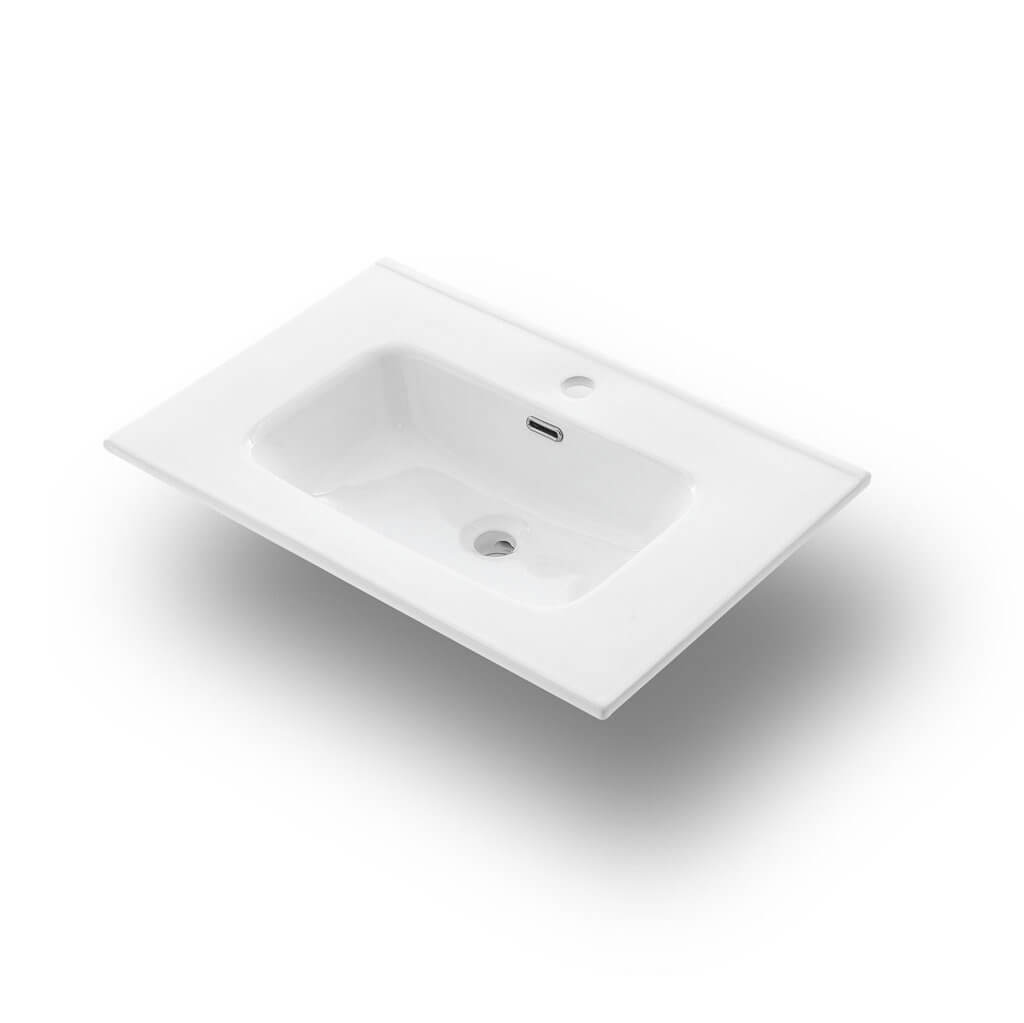 Mobile Bagno 80cm a Terra Effetto Pietra Tre Cassetti Specchio e Lampada