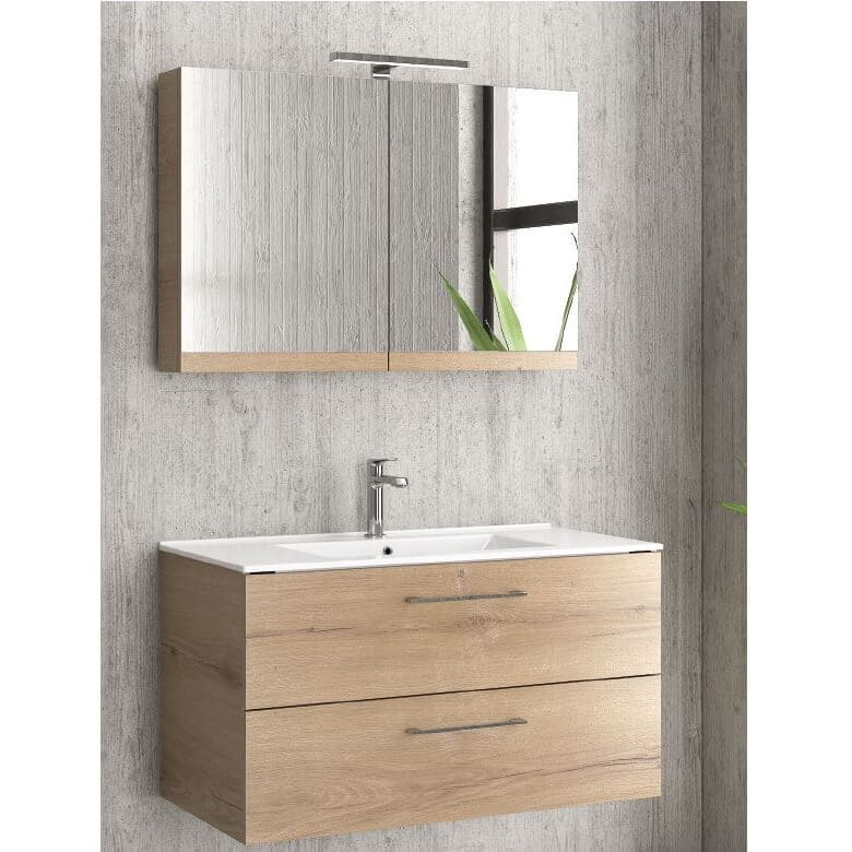 Mobile Bagno 90cm Sospeso Con Specchio Contenitore - New Elsa Elvezia