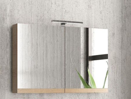 Mobile Bagno 90cm Sospeso Con Specchio Contenitore - New Elsa