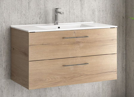 Mobile Bagno 90cm Sospeso Con Specchio Contenitore - New Elsa