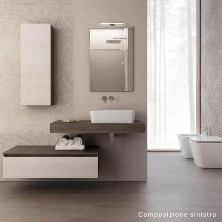 Mobile Bagno Completo Con Mensola e Lavabo Da Appoggio