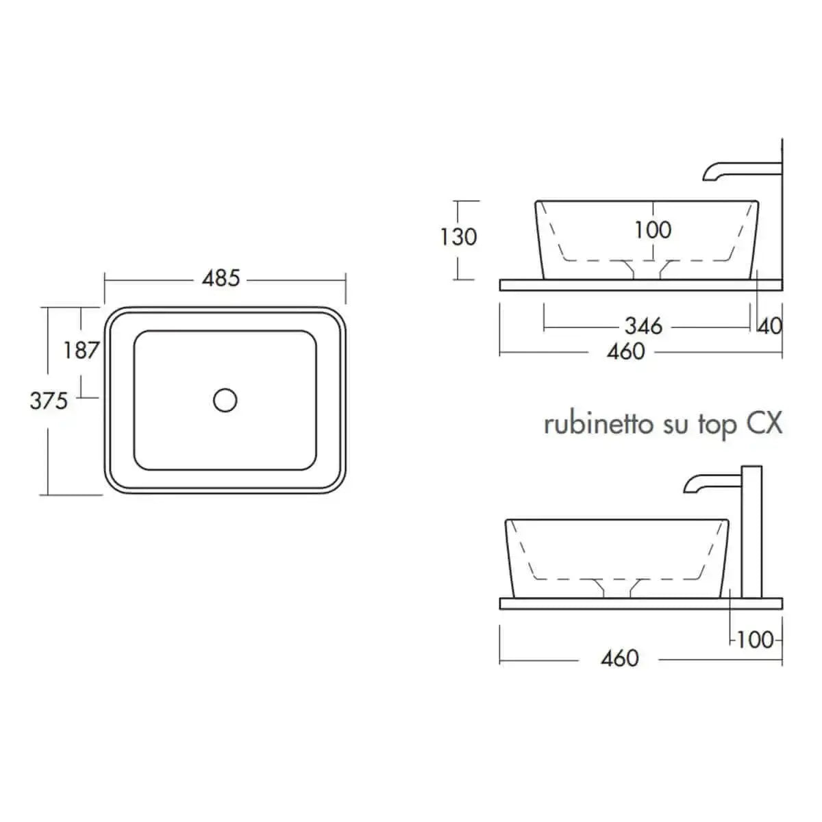 Mobile Bagno Completo Con Mensola e Lavabo Da Appoggio