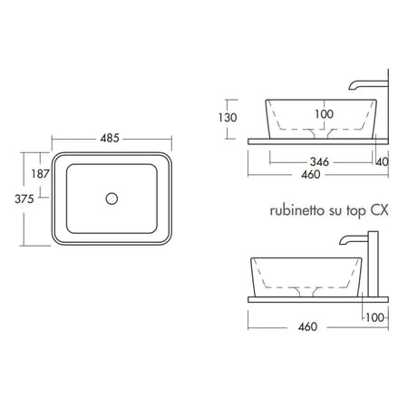 Mobile Bagno Completo Con Mensola e Lavabo Da Appoggio