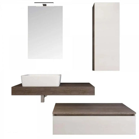 Mobile Bagno Completo Con Mensola e Lavabo Da Appoggio