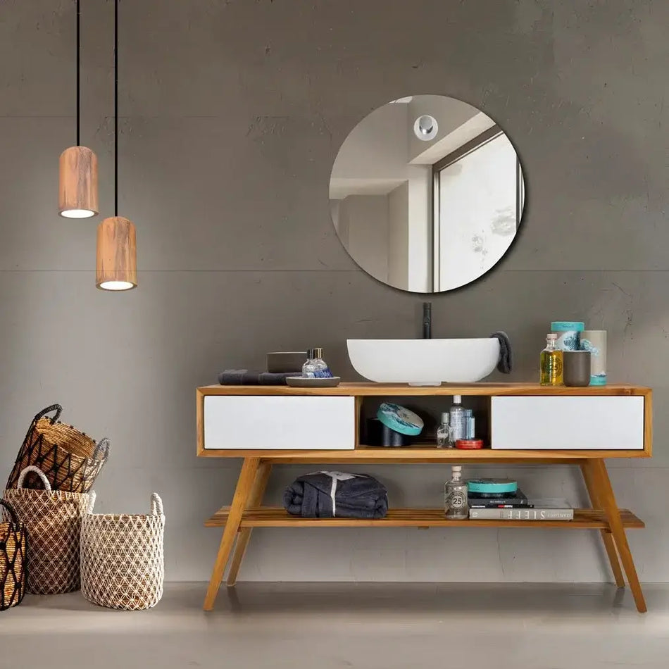 Mobile Consolle Bagno 150cm In Teak - Feelgood Bianco