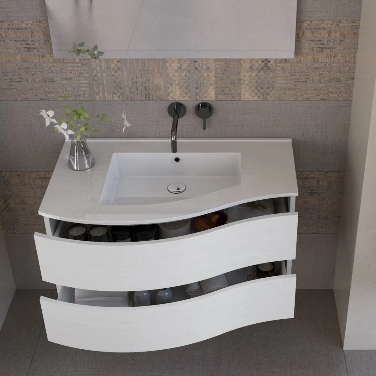 Mobile Bagno Sospeso 90cm Curvo In Larice Bianco Prezzi E Offerte mobile-bagno-sospeso-90cm-curvo-in-larice-bianco-prezzi-e-offerte