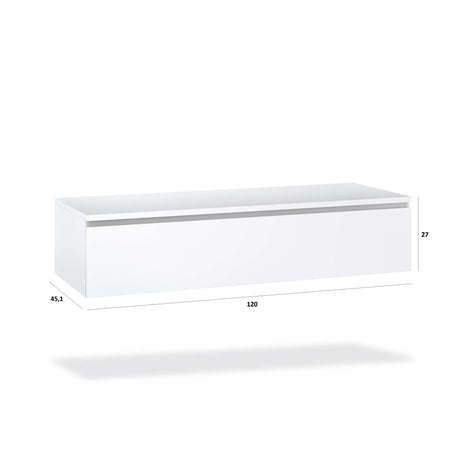Mobile Bagno Sospeso 220cm Top Con Lavabo, Base Con Cassetto E Specchio Con LED Integrato