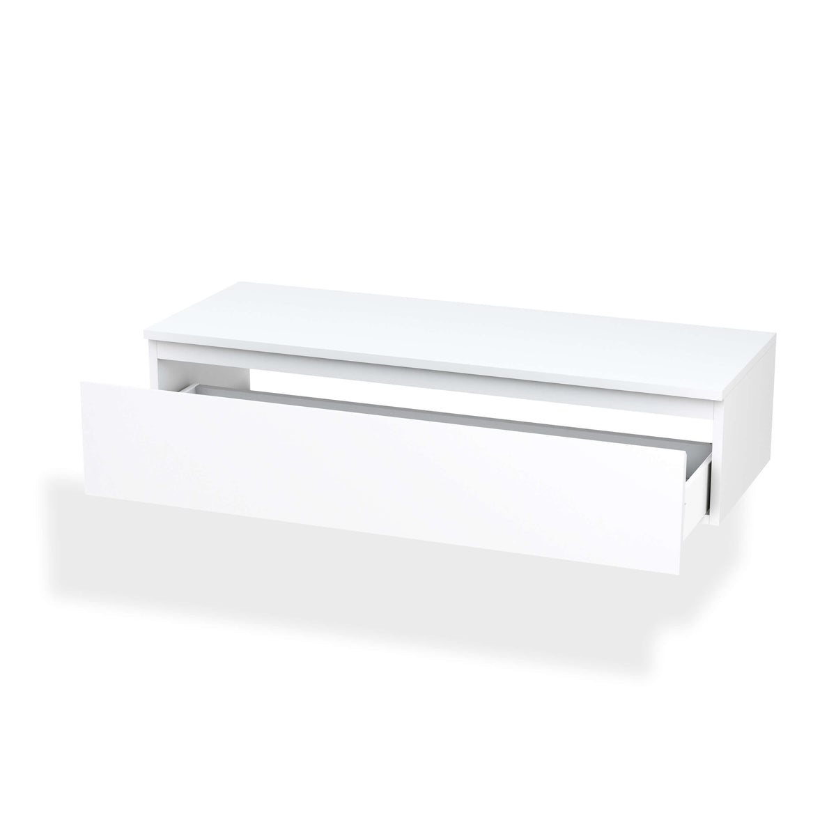 Mobile Bagno Sospeso 220cm Top Con Lavabo, Base Con Cassetto E Specchio Con LED Integrato