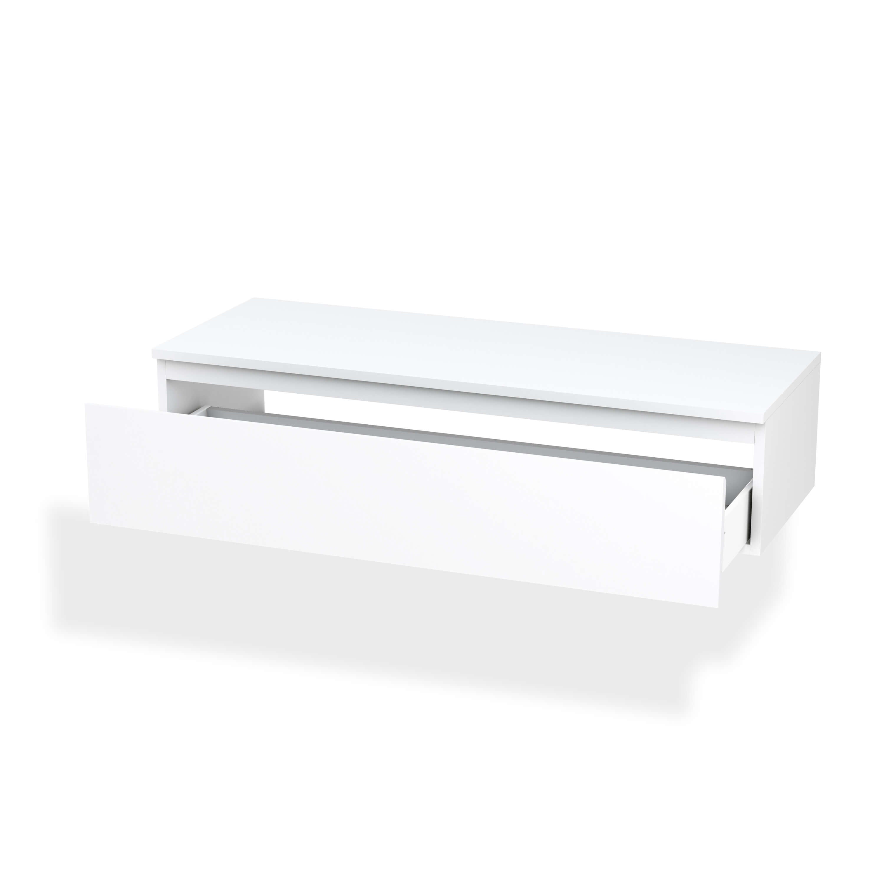 Mobile Bagno Sospeso 220cm Top Con Lavabo, Base Con Cassetto E Specchio Con LED Integrato